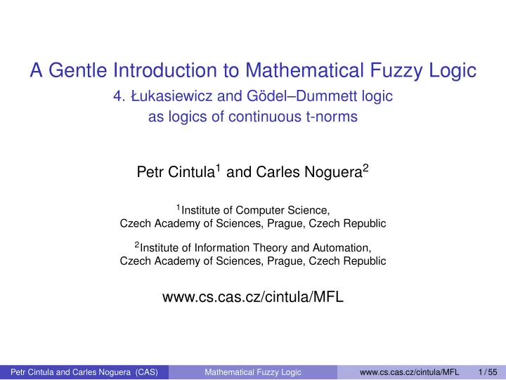 a gentle introduction to mathematical fuzzy logic