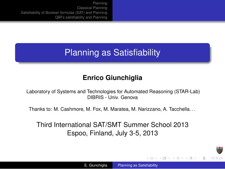 planning as satisfiability