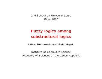 Fuzzy logics among  substructural logics  Libor B  ehounek and Petr H  ajek  Institute of