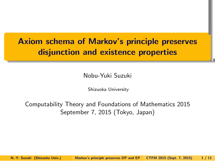 axiom schema of markov s principle preserves disjunction