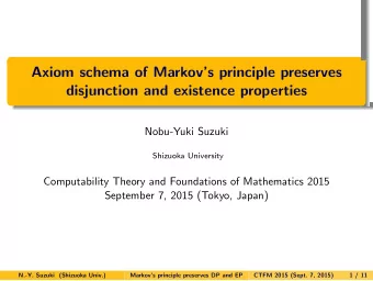 Axiom schema of Markovs principle preserves  disjunction and existence properties  .  Nobu-Yuki