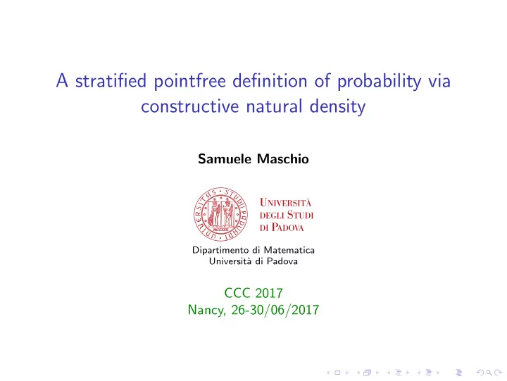 a stratified pointfree definition of probability via