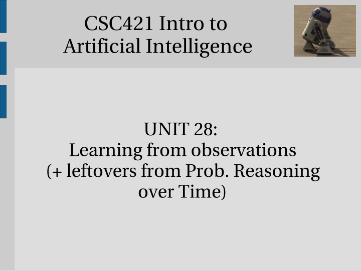 csc421 intro to artificial intelligence