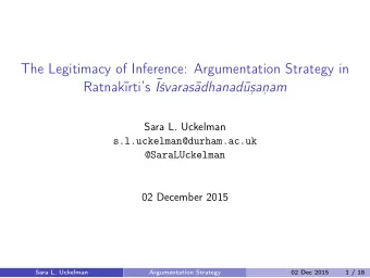 The Legitimacy of Inference: Argumentation Strategy in rtis   Ratnak  Ivaras