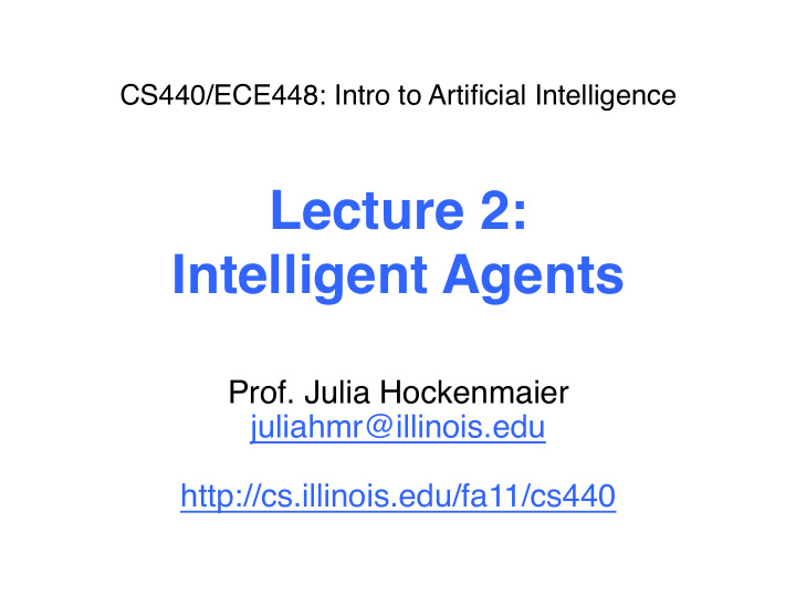 lecture 2 intelligent agents