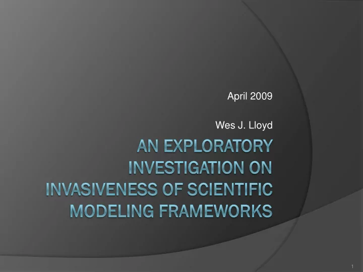 april 2009 wes j lloyd