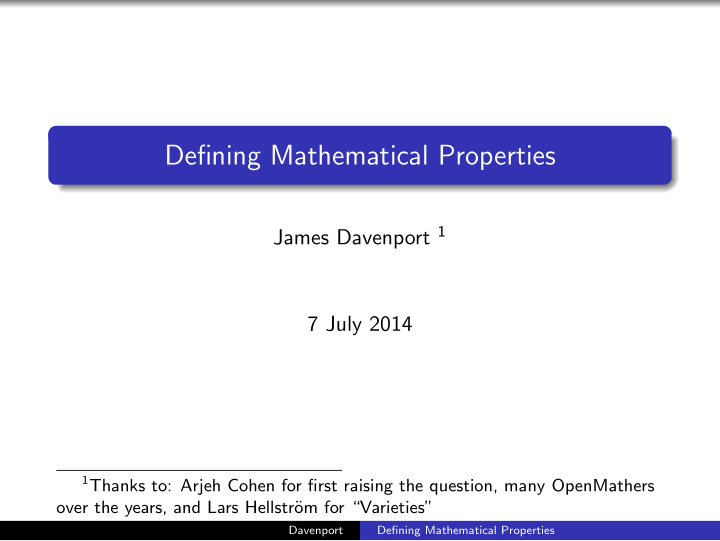 defining mathematical properties