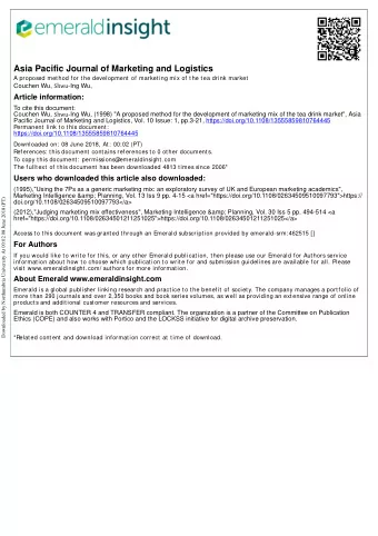 Asia Pacific Journal of Marketing and Logistics  A proposed method for the development of marketing
