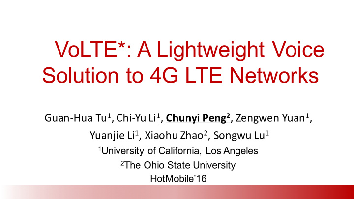 volte a lightweight voice solution to 4g lte networks