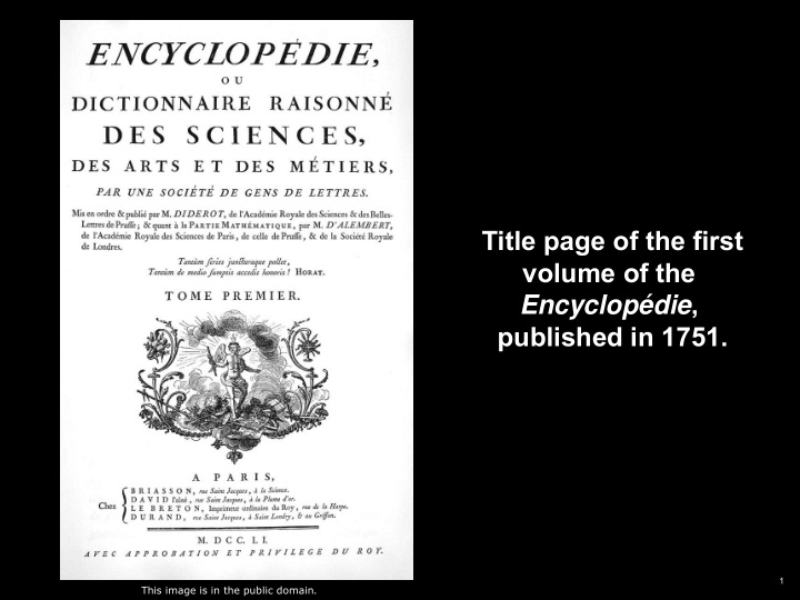 title page of the first volume of the encyclop die