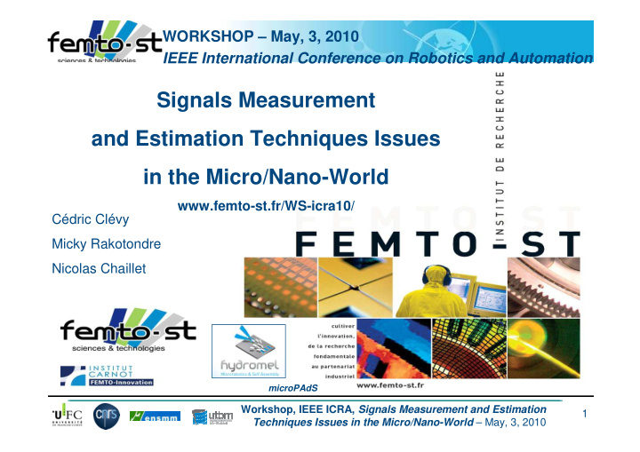 signals measurement and estimation techniques issues in