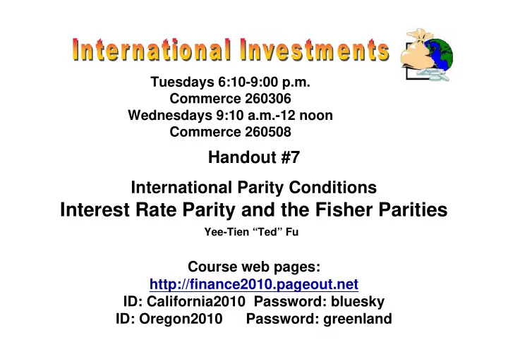 interest rate parity and the fisher parities