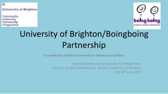 University of Brighton/Boingboing  Partnership  Co-producing resilience research to address