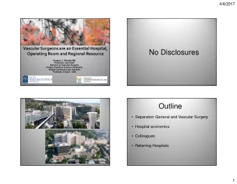 No Disclosures  Operating Room and Regional Resource  Gregory L. Moneta MD  Professor and Chief