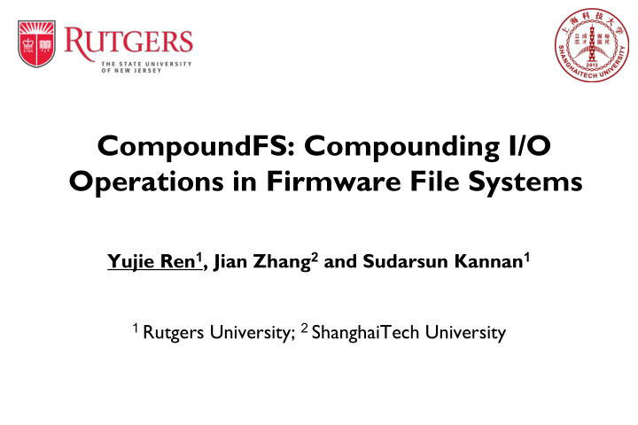 compoundfs compounding i o operations in firmware file
