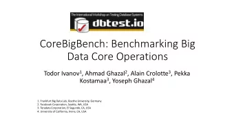 Data Core Operations Todor Ivanov 1 , Ahmad Ghazal 2 , Alain Crolotte 3 , Pekka Kostamaa 3 , Yoseph