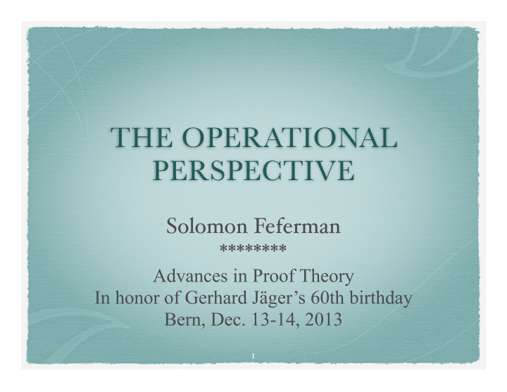 the operational perspective