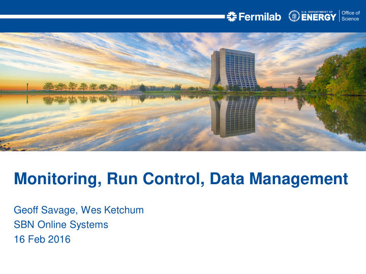 monitoring run control data management