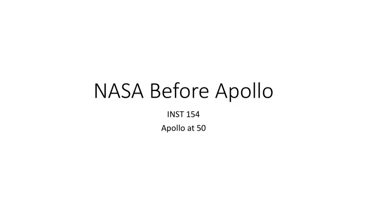 nasa before apollo