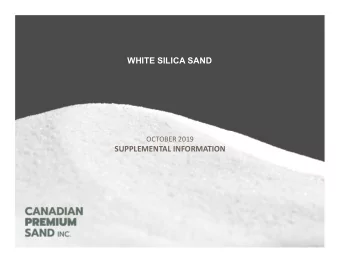 WHITE SILICA SAND  OCTOBER 2019  SUPPLEMENTAL INFORMATION  Conductivity and Permeability CPS