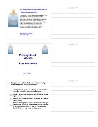 Prokaryotes &amp;  Viruses  Free Response  www.njctl.org  Slide 3 / 7  1  Compare and contrast the