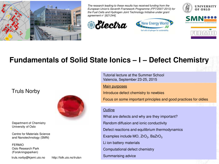 fundamentals of solid state ionics i defect chemistry