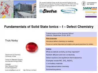 Fundamentals of Solid State Ionics  I  Defect Chemistry  Tutorial lecture at the Summer