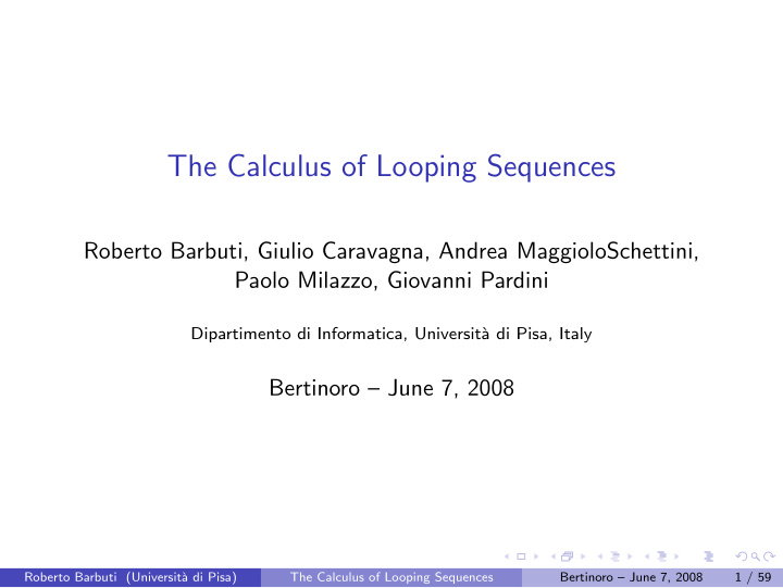 the calculus of looping sequences
