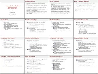 Readings Covered  Further Readings  Ware: Evaluation Appendix  Ware, Appendix C: The Perceptual