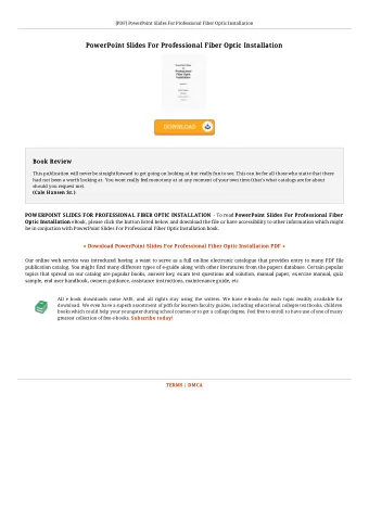 PowerPoint Slides For Professional Fiber Optic Installation  PowerPoint Slides For Professional