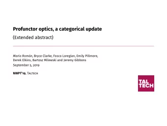 Profunctor optics, a categorical update  (Extended abstract) Mario Romn , Bryce Clarke, Fosco