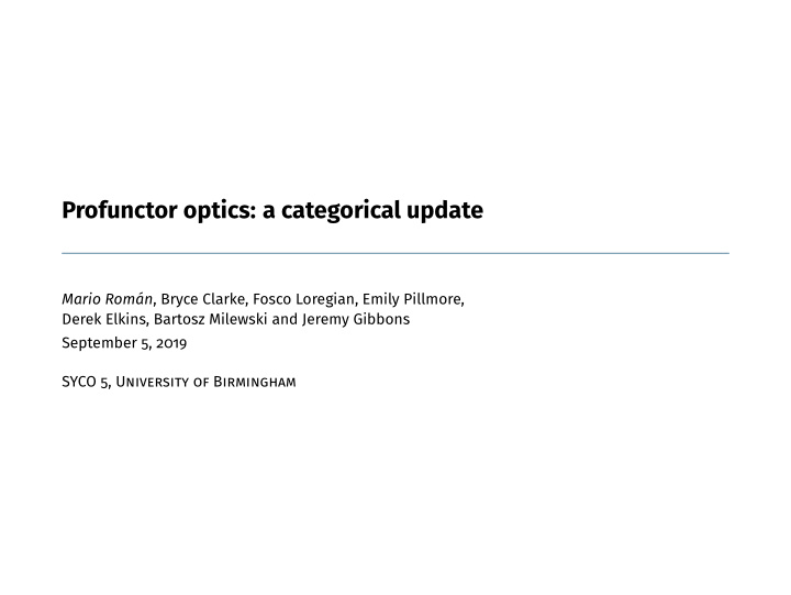 profunctor optics a categorical update