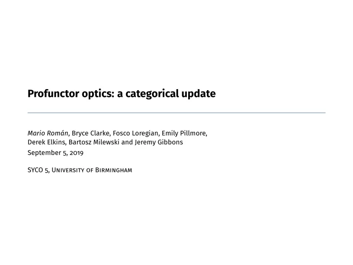 profunctor optics a categorical update