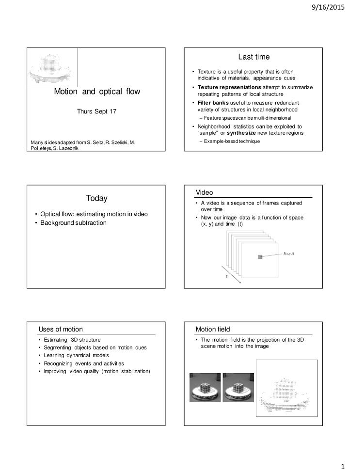 motion and optical flow