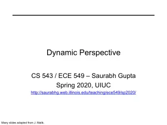 Dynamic Perspective  CS 543 / ECE 549  Saurabh Gupta  Spring 2020, UIUC