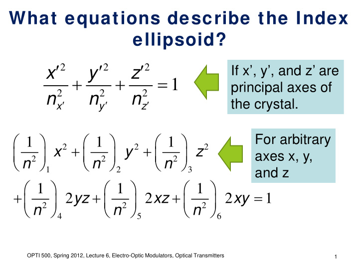 2 2 2 if x y and z are x y z 1 principal axes of 2 2 2