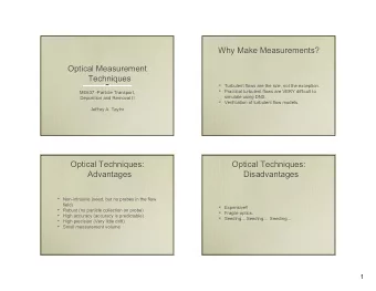Why Make Measurements?  Why Make Measurements?  Optical Measurement  Optical Measurement