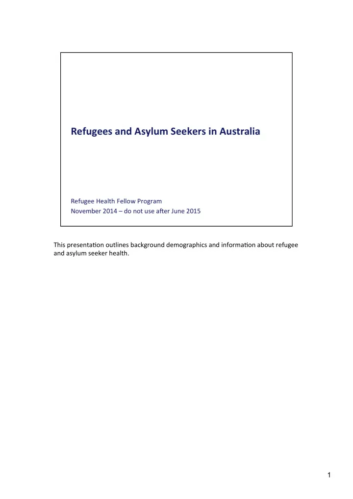 this presenta on outlines background demographics and