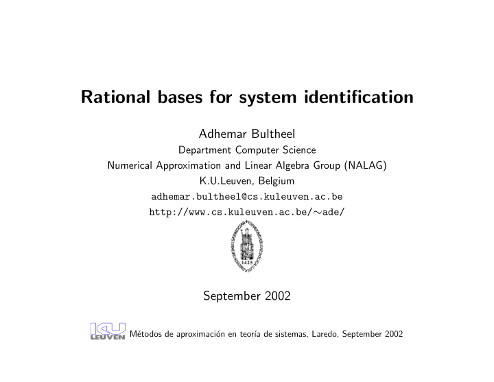 rational bases for system identification