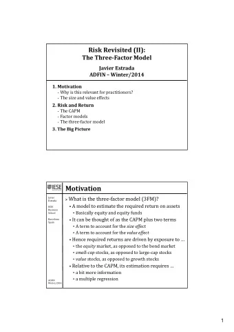 Motivation  What is the threefactor model (3FM)?  Javier  Estrada  A model to estimate the