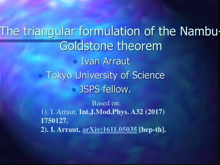 the triangular formulation of the nambu goldstone theorem