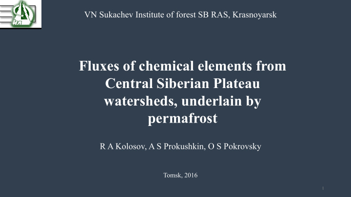 fluxes of chemical elements from central siberian plateau