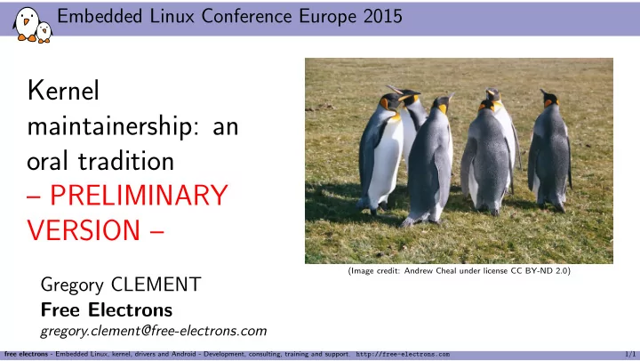 kernel maintainership an oral tradition preliminary