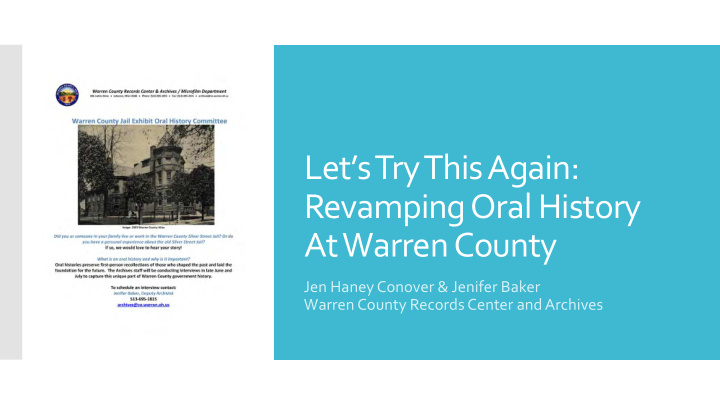 let s try this again revamping oral history at warren