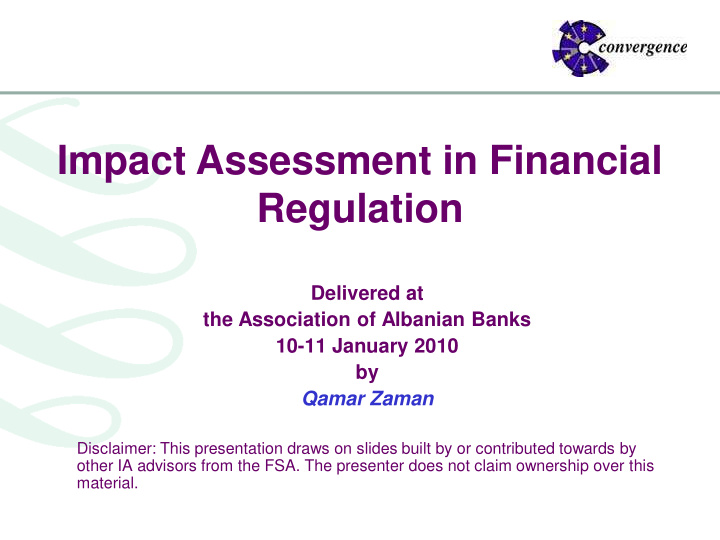 impact assessment in financial regulation