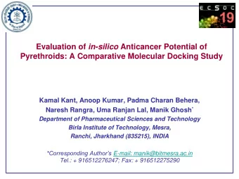 Evaluation of in-silico Anticancer Potential of Pyrethroids: A Comparative Molecular Docking Study
