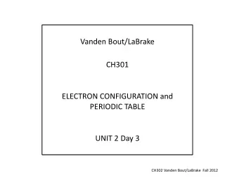 Vanden  Bout/LaBrake    CH301    ELECTRON  CONFIGURATION  and    PERIODIC
