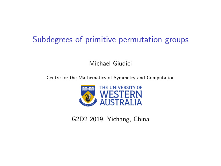 subdegrees of primitive permutation groups