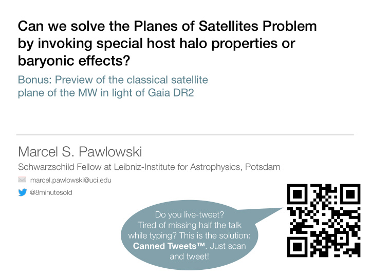 can we solve the planes of satellites problem by invoking