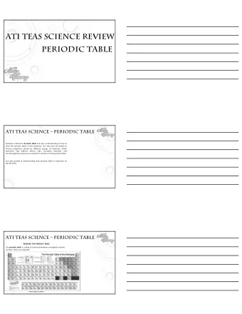 ATI TEAS SCIENCE REVIEW  PERIODIC TABLE  ATI TEAS SCIENCE  PERIODIC TABLE Questions related to